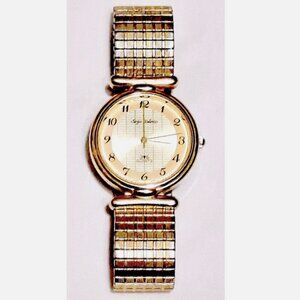 Vintage Sergio Valente Gold Toned Round Face Watch Great Condition